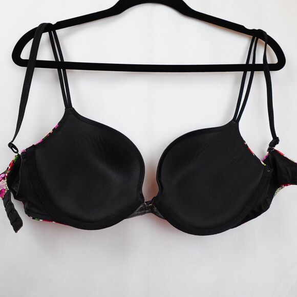Victoria's Secret Very Sexy Push-up Plunge Bra 36D Underwire Black Floral Sexy - Picture 7 of 9